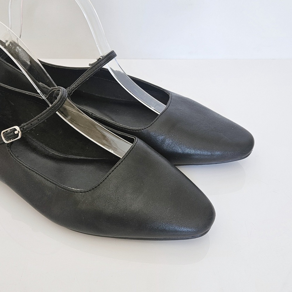 Open Edit Regina Mary Jane Pointed Toe Flat Size 9.5 Black - Picture 4 of 8